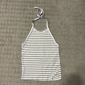 American Eagle Halter Top Striped Blue And White